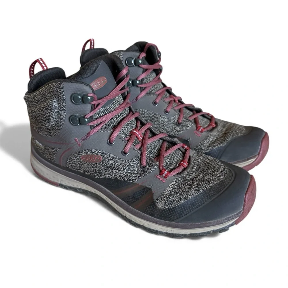 KEEN Terradora Waterproof Hiking Boots Lightweight Trail Shoes Brown Burgundy 9 - Picture 3 of 10
